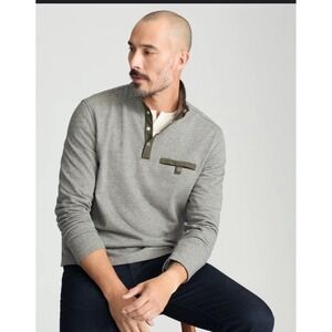 UNTUCKIT Parkson Mens XXLarge Gray 1/4 Button Mock Neck‎ Pullover Sweater